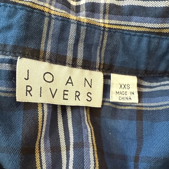 Joan Rivers Blue Plaid Long Sleeve Blouse - Picture 6 of 6